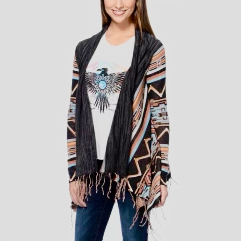 Billabong Abstract Dream Chaser Fringe Sweater Size Small